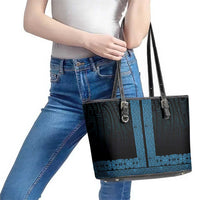 New Zealand Maori Kowhaiwhai Leather Tote Bag Kikorangi Maui and Mangopare LT9 - Polynesian Pride