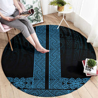 New Zealand Maori Kowhaiwhai Round Carpet Kikorangi Maui and Mangopare LT9 - Polynesian Pride