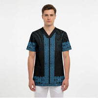 New Zealand Maori Kowhaiwhai Scrub Top Kikorangi Maui and Mangopare LT9 - Polynesian Pride