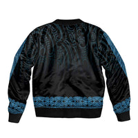 New Zealand Maori Kowhaiwhai Sleeve Zip Bomber Jacket Kikorangi Maui and Mangopare LT9 - Polynesian Pride