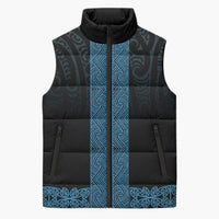 New Zealand Maori Kowhaiwhai Sleeveless Puffer Jacket Kikorangi Maui and Mangopare LT9 Unisex Blue - Polynesian Pride
