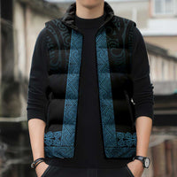 New Zealand Maori Kowhaiwhai Sleeveless Puffer Jacket Kikorangi Maui and Mangopare LT9 - Polynesian Pride