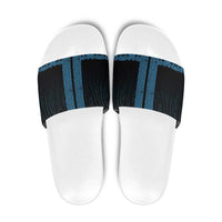 New Zealand Maori Kowhaiwhai Slide Sandals Kikorangi Maui and Mangopare LT9 Blue - Polynesian Pride