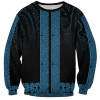 New Zealand Maori Kowhaiwhai Sweatshirt Kikorangi Maui and Mangopare LT9 Unisex Blue - Polynesian Pride