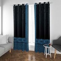 New Zealand Maori Kowhaiwhai Window Curtain Kikorangi Maui and Mangopare LT9 With Grommets Blue - Polynesian Pride