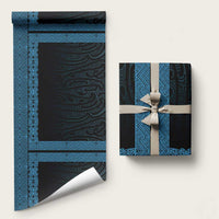 New Zealand Maori Kowhaiwhai Wrapping Paper Kikorangi Maui and Mangopare LT9 58" × 23" Blue - Polynesian Pride