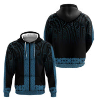 New Zealand Maori Kowhaiwhai Zip Hoodie Kikorangi Maui and Mangopare LT9 - Polynesian Pride