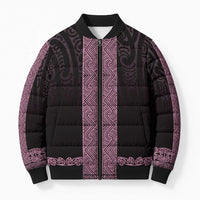 New Zealand Maori Kowhaiwhai Bomber Puffer Jacket Mawhero Maui and Mangopare LT9 Unisex Pink - Polynesian Pride