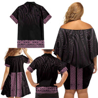 New Zealand Maori Kowhaiwhai Family Matching Off Shoulder Short Dress and Hawaiian Shirt Mawhero Maui and Mangopare LT9 - Polynesian Pride
