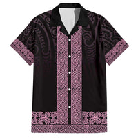 New Zealand Maori Kowhaiwhai Family Matching Tank Maxi Dress and Hawaiian Shirt Mawhero Maui and Mangopare LT9 Dad's Shirt - Short Sleeve Pink - Polynesian Pride