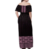 New Zealand Maori Kowhaiwhai Off Shoulder Maxi Dress Mawhero Maui and Mangopare LT9 - Polynesian Pride