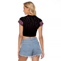 New Zealand Maori Kowhaiwhai Raglan Cropped T Shirt Mawhero Maui and Mangopare LT9 - Polynesian Pride