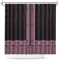 New Zealand Maori Kowhaiwhai Shower Curtain Mawhero Maui and Mangopare LT9 Pink - Polynesian Pride