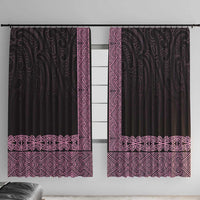New Zealand Maori Kowhaiwhai Window Curtain Mawhero Maui and Mangopare LT9 With Hooks Pink - Polynesian Pride