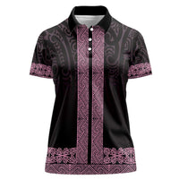 New Zealand Maori Kowhaiwhai Women Polo Shirt Mawhero Maui and Mangopare LT9 Female Pink - Polynesian Pride
