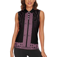 New Zealand Maori Kowhaiwhai Women Sleeveless Polo Shirt Mawhero Maui and Mangopare LT9 - Polynesian Pride