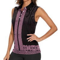 New Zealand Maori Kowhaiwhai Women Sleeveless Polo Shirt Mawhero Maui and Mangopare LT9 - Polynesian Pride