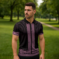 New Zealand Maori Kowhaiwhai Zipper Polo Shirt Mawhero Maui and Mangopare LT9 - Polynesian Pride
