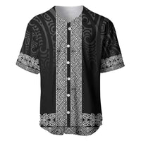 New Zealand Maori Kowhaiwhai Baseball Jersey Pango Maui and Mangopare LT9 Black - Polynesian Pride