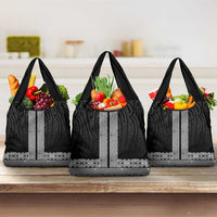 New Zealand Maori Kowhaiwhai Grocery Bag Pango Maui and Mangopare LT9 3-pack One Size Black - Polynesian Pride