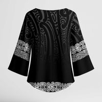 New Zealand Maori Kowhaiwhai Kimono Sleeve Blouse Pango Maui and Mangopare LT9 - Polynesian Pride