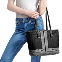 New Zealand Maori Kowhaiwhai Leather Tote Bag Pango Maui and Mangopare LT9 - Polynesian Pride