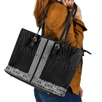 New Zealand Maori Kowhaiwhai Leather Tote Bag Pango Maui and Mangopare LT9 - Polynesian Pride