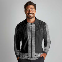 New Zealand Maori Kowhaiwhai Long Sleeve Polo Shirt Pango Maui and Mangopare LT9 - Polynesian Pride