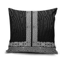 New Zealand Maori Kowhaiwhai Pillow Cover Pango Maui and Mangopare LT9 Black - Polynesian Pride