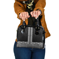 New Zealand Maori Kowhaiwhai Shoulder Handbag Pango Maui and Mangopare LT9 One Size Black - Polynesian Pride