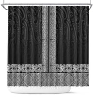New Zealand Maori Kowhaiwhai Shower Curtain Pango Maui and Mangopare LT9 Black - Polynesian Pride