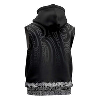 New Zealand Maori Kowhaiwhai Sleeveless Zip Hoodie Pango Maui and Mangopare LT9 - Polynesian Pride