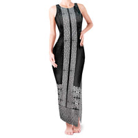 New Zealand Maori Kowhaiwhai Tank Maxi Dress Pango Maui and Mangopare LT9 Women Black - Polynesian Pride