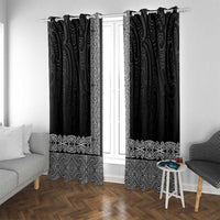 New Zealand Maori Kowhaiwhai Window Curtain Pango Maui and Mangopare LT9 With Grommets Black - Polynesian Pride