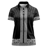 New Zealand Maori Kowhaiwhai Women Polo Shirt Pango Maui and Mangopare LT9 Female Black - Polynesian Pride