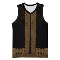 New Zealand Maori Kowhaiwhai Basketball Jersey Parauri Maui and Mangopare LT9 Unisex Brown - Polynesian Pride