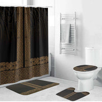 New Zealand Maori Kowhaiwhai Bathroom Set Parauri Maui and Mangopare LT9 Bathroom Set (4 pcs) Brown - Polynesian Pride