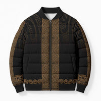 New Zealand Maori Kowhaiwhai Bomber Puffer Jacket Parauri Maui and Mangopare LT9 Unisex Brown - Polynesian Pride