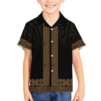 New Zealand Maori Kowhaiwhai Kid Hawaiian Shirt Parauri Maui and Mangopare LT9 Kid Brown - Polynesian Pride