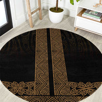 New Zealand Maori Kowhaiwhai Round Carpet Parauri Maui and Mangopare LT9 Brown - Polynesian Pride