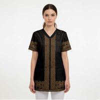 New Zealand Maori Kowhaiwhai Scrub Top Parauri Maui and Mangopare LT9 - Polynesian Pride