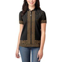 New Zealand Maori Kowhaiwhai Women Polo Shirt Parauri Maui and Mangopare LT9 - Polynesian Pride