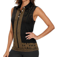 New Zealand Maori Kowhaiwhai Women Sleeveless Polo Shirt Parauri Maui and Mangopare LT9 - Polynesian Pride