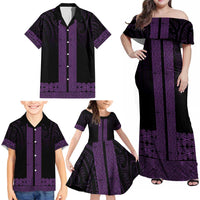 New Zealand Maori Kowhaiwhai Family Matching Off Shoulder Maxi Dress and Hawaiian Shirt Waiporoporo Maui and Mangopare LT9 - Polynesian Pride