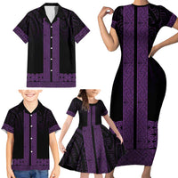 New Zealand Maori Kowhaiwhai Family Matching Short Sleeve Bodycon Dress and Hawaiian Shirt Waiporoporo Maui and Mangopare LT9 - Polynesian Pride