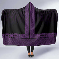 New Zealand Maori Kowhaiwhai Hooded Blanket Waiporoporo Maui and Mangopare LT9 One Size Purple - Polynesian Pride