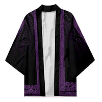 New Zealand Maori Kowhaiwhai Kimono Waiporoporo Maui and Mangopare LT9 Unisex Purple - Polynesian Pride
