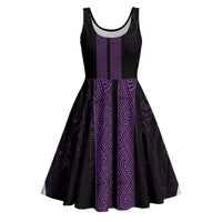 New Zealand Maori Kowhaiwhai Midi Dress Waiporoporo Maui and Mangopare LT9 Purple - Polynesian Pride