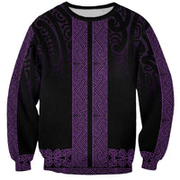 New Zealand Maori Kowhaiwhai Sweatshirt Waiporoporo Maui and Mangopare LT9 Unisex Purple - Polynesian Pride