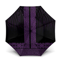 New Zealand Maori Kowhaiwhai Umbrella Waiporoporo Maui and Mangopare LT9 One Size Folded 11.42 inch Opened Diameter 37.4 inch Purple - Polynesian Pride
